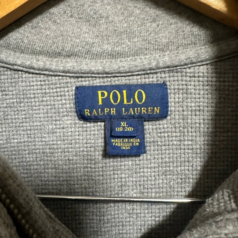 Polo Ralph Lauren Gray Waffle Knit 1/4 Pullover Size XL 18/20